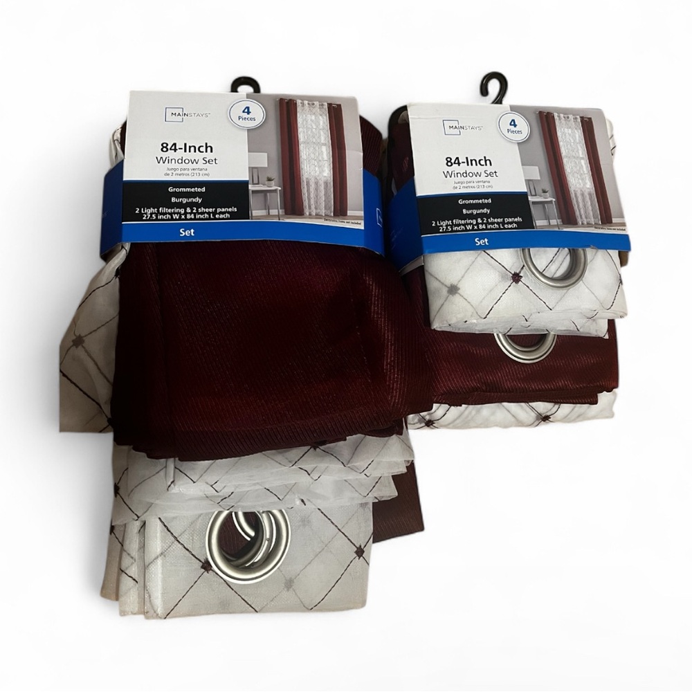 Mainstays Burgundy and White Window Set
